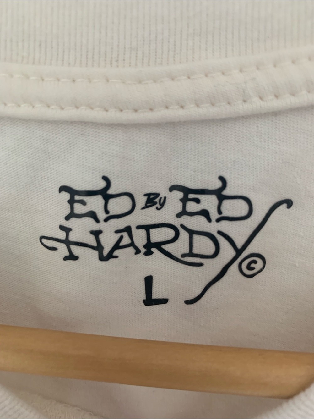 Ed Hardy Ivory Short-Sleeve Logo Tee with Swallow Back - Picture 5 of 5